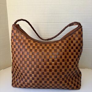 Chic Brown Woven Hobo Bag